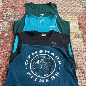 Gymshark Men's Tank Tops - Black, Teal, Green Set